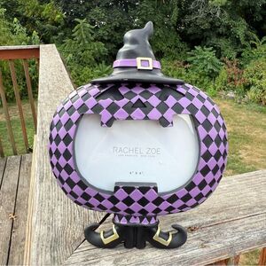 NEW Rachel Zoe Purple and Black Checkered Halloween Jack-o-lantern Pumpkin Frame